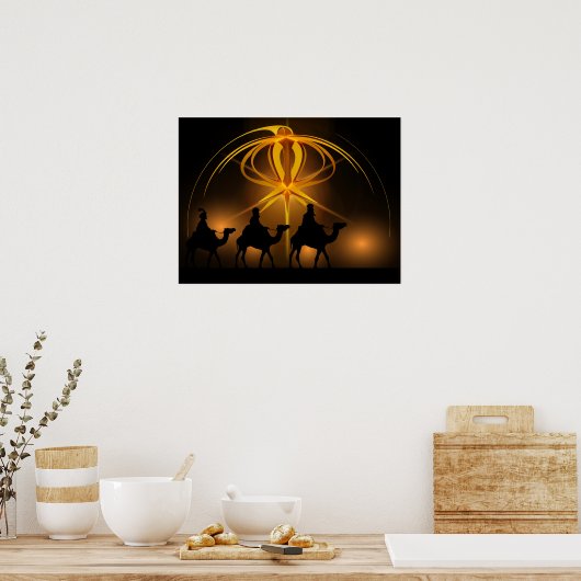 Drie Wise-Mannen en Advent Star Merry-kerst Poster (Keuken)