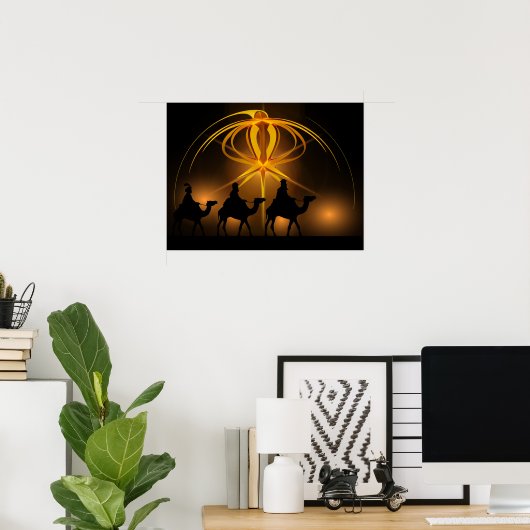 Drie Wise-Mannen en Advent Star Merry-kerst Poster (Thuiskantoor)
