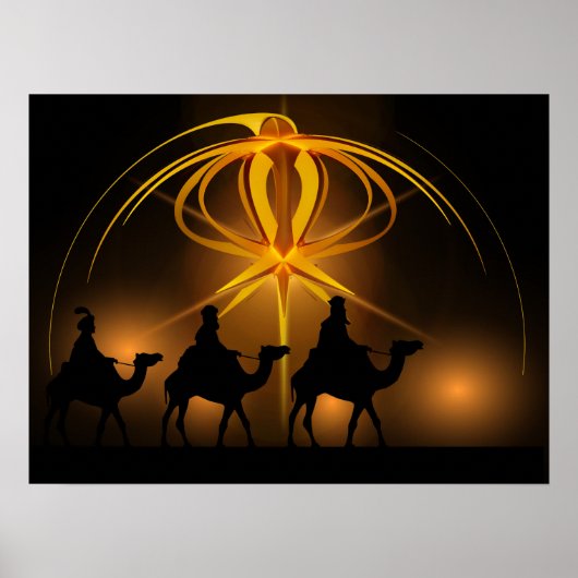 Drie Wise-Mannen en Advent Star Merry-kerst Poster (Voorkant)
