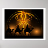 Drie Wise-Mannen en Advent Star Merry-kerstpos Poster (Voorkant)