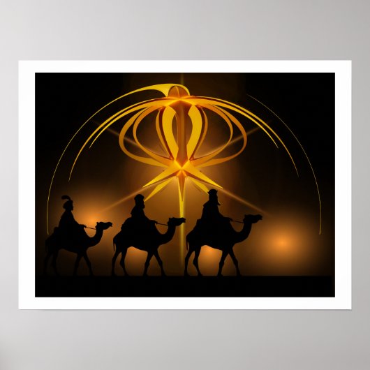 Drie Wise-Mannen en Advent Star Merry-kerstpos Poster (Voorkant)