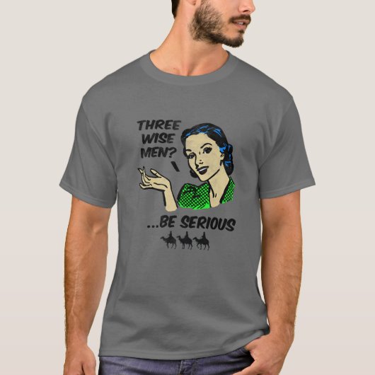 Drie Wise Mannen Funny Vintage Kerstmis T-shirt (Voorkant)