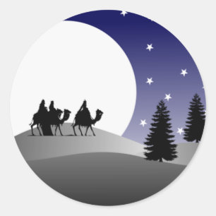 Drie Wise Mannen: Grafisch kerstfeest Ronde Sticker