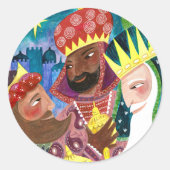 Drie Wise-mannen kerstavond Ronde Sticker (Voorkant)