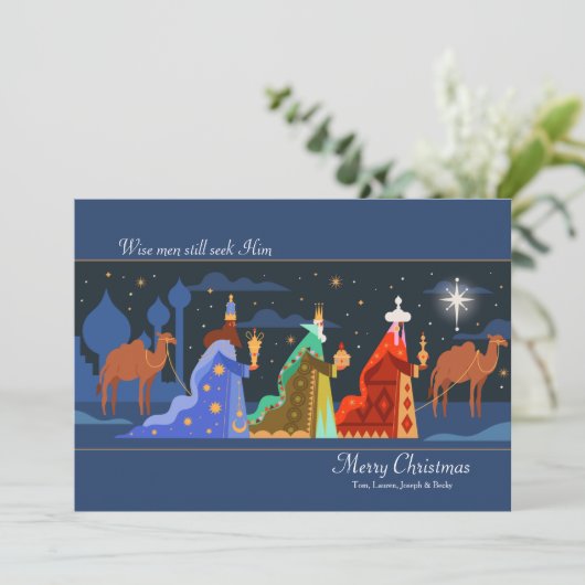 Drie Wise Mannen kerstkaart (Staand voorkant)