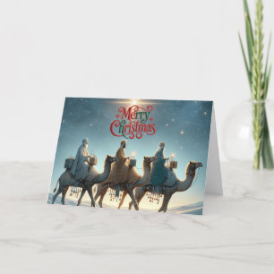 Drie Wise Mannen Kerstmis Feestdagen Kaart