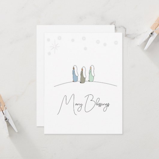 Drie Wise Mannen Kerstmis, Flat Kaart (Voorkant / Achterkant in situ)