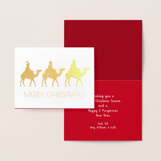 Drie Wise Mannen Kerstmis Folie Gevouwen Kaarten (Display)