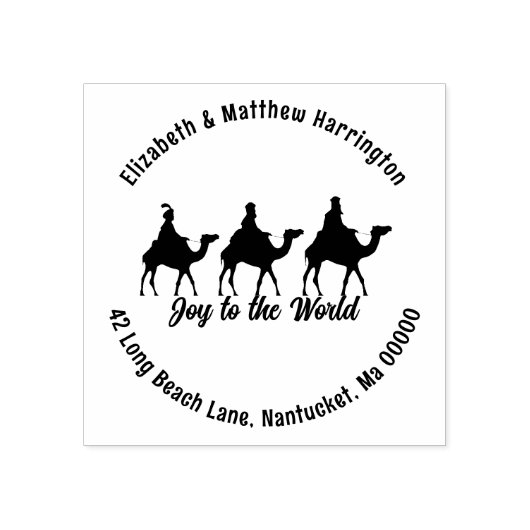 Drie Wise Mannen Kerstmis Ronde Adres van de Terug Rubberstempel (Afrduk)