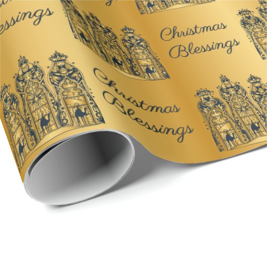 Drie-Wise Mannen kerstzegeningen voor goud en zeem Cadeaupapier (Rol Hoek)