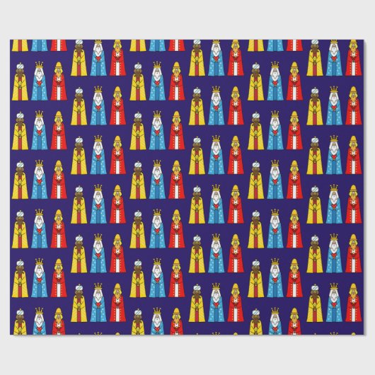 Drie Wise-Mannen op Navy Blue Cadeaupapier (Vlak)