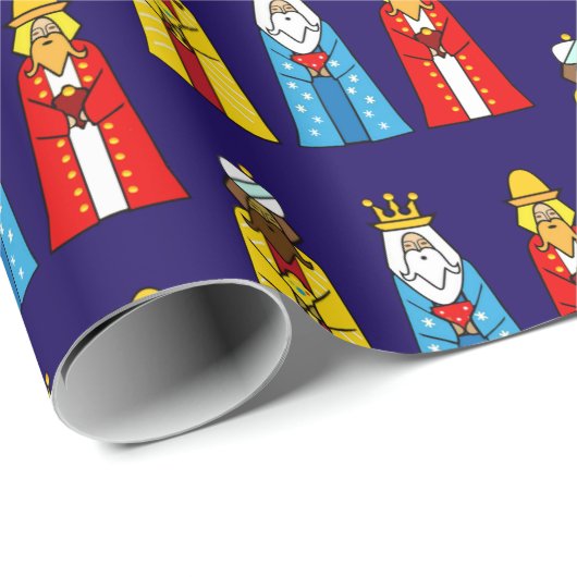 Drie Wise-Mannen op Navy Blue Cadeaupapier (Rol Hoek)