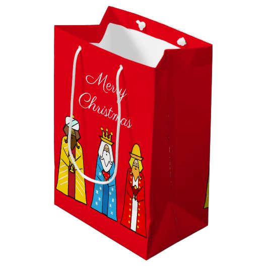Drie Wise-Mannen op Red Medium Gift Bag Medium Cadeauzakje (Voorkant Gekanteld)