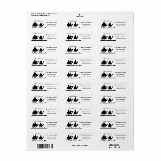 Drie Wise Mannen Silhouette Return Address Label (Full Sheet)