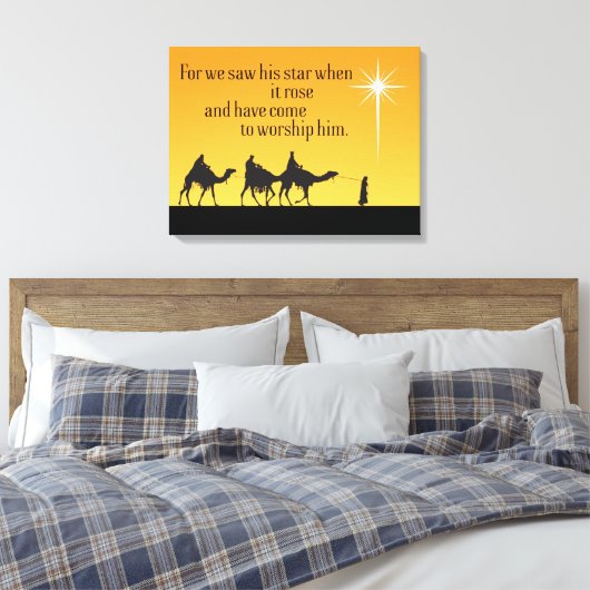 Drie Wise Mannen Star van Bethlehem kerstcanvas Canvas Afdruk (Insitu (Slaapkamer))