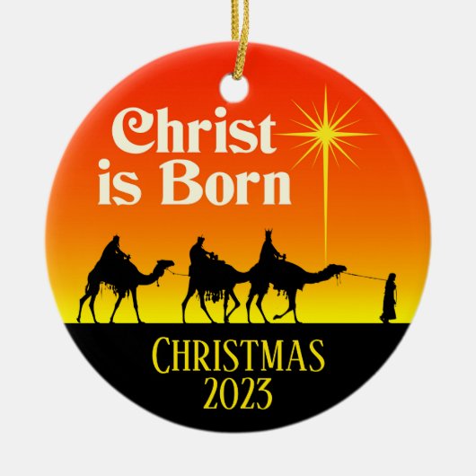 Drie Wise Mannen Star van Bethlehem Kerstmis Keramisch Ornament (Voorkant)