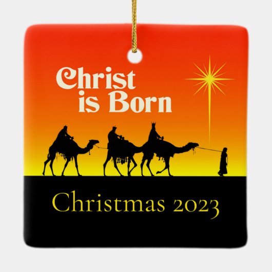 Drie Wise Mannen Star van Bethlehem Kerstmis Keramisch Ornament (Achterkant)