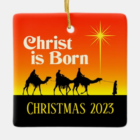 Drie Wise Mannen Star van Bethlehem Kerstmis Keramisch Ornament (Voorkant)