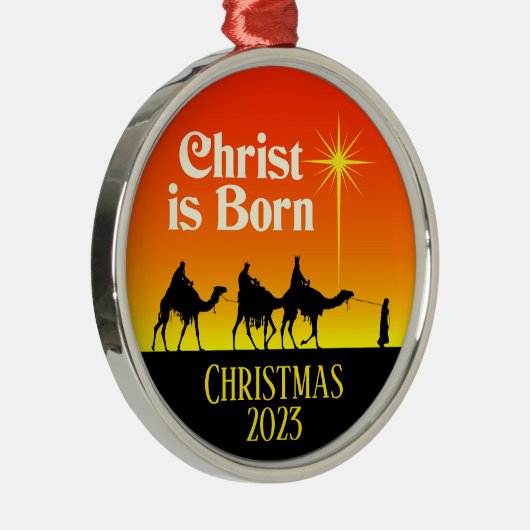 Drie Wise Mannen Star van Bethlehem Kerstmis Metalen Ornament (Rechts)