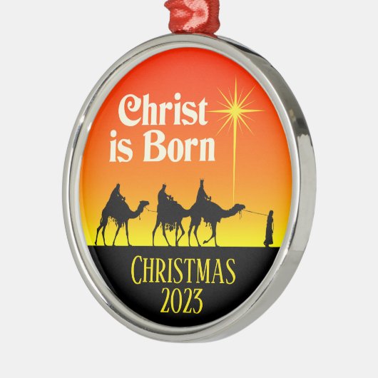 Drie Wise Mannen Star van Bethlehem Kerstmis Metalen Ornament (Links)