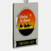 Drie Wise Mannen Star van Bethlehem Kerstmis Verzilverd Banner Ornament (Rechts)