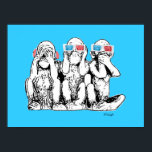 Drie Wise Monkeys 3D Species Pop Art Poster Print<br><div class="desc">"Three Wise Monkeys in 3D Specs and Headphones" een origineel digitaal kunstschilderij van de Schotse kunstenaar MWright voor artwright. Een grappig schilderij.</div>