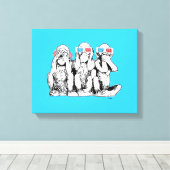 Drie Wise Monkeys 3D Species Pop Art Print (Insitu (Houten vloer))