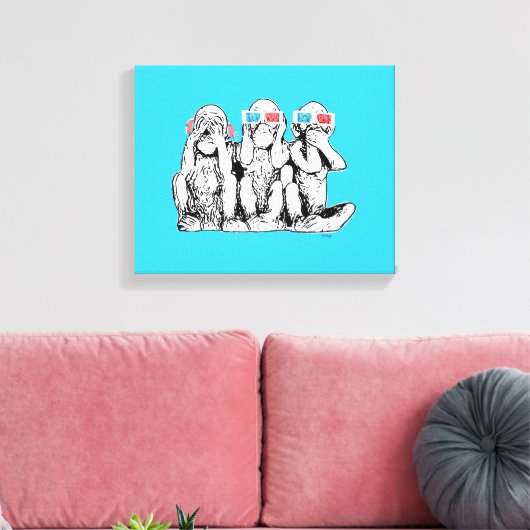 Drie Wise Monkeys 3D Species Pop Art Print (Insitu (Woonkamer))