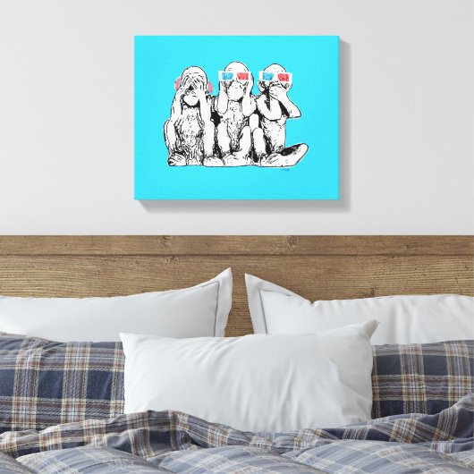 Drie Wise Monkeys 3D Species Pop Art Print (Insitu (Slaapkamer))