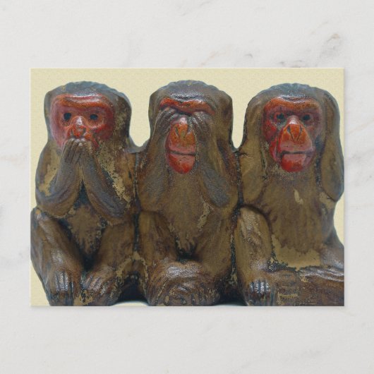 Drie Wise Monkeys Briefkaart (Voorkant)