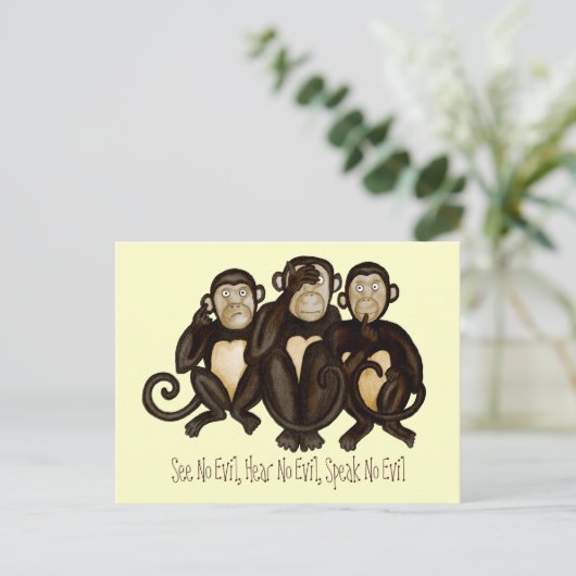 Drie Wise Monkeys Briefkaart (Staand voorkant)
