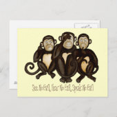 Drie Wise Monkeys Briefkaart (Voorkant / Achterkant)