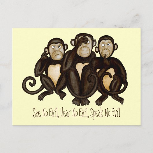 Drie Wise Monkeys Briefkaart (Voorkant)