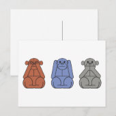 Drie Wise Monkeys Briefkaart (Voorkant / Achterkant)