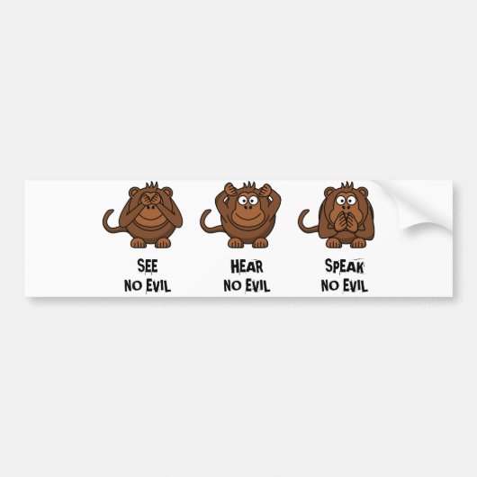 Drie Wise Monkeys Bumpersticker (Voorkant)