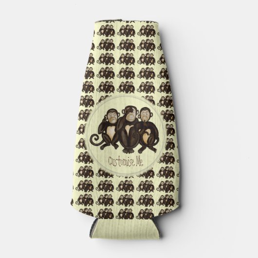Drie Wise Monkeys Flesjeskoeler (Voorkant)