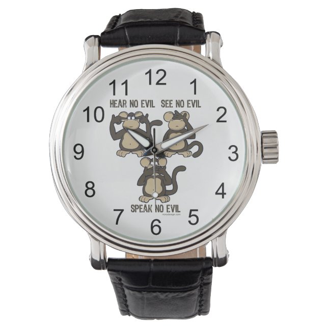 Drie Wise Monkeys Horloge (Voorkant)