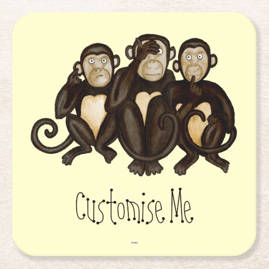 Drie Wise Monkeys Kartonnen Onderzetters (Voorkant)