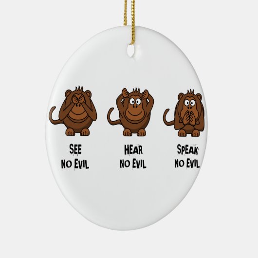 Drie Wise Monkeys Keramisch Ornament (Rechts)