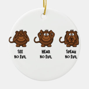 Drie Wise Monkeys Keramisch Ornament