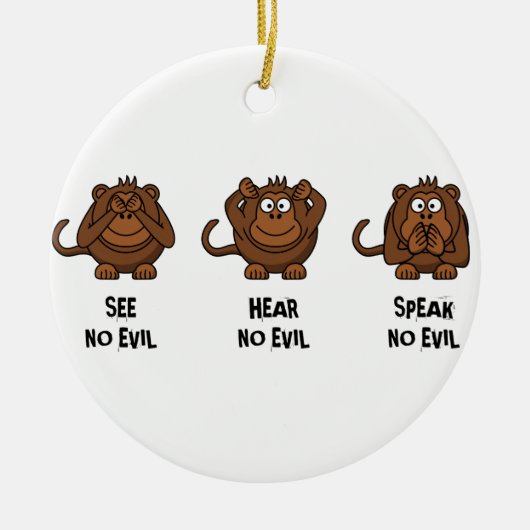 Drie Wise Monkeys Keramisch Ornament (Voorkant)