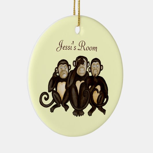 Drie Wise Monkeys Keramisch Ornament (Rechts)