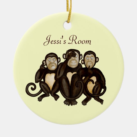 Drie Wise Monkeys Keramisch Ornament (Voorkant)