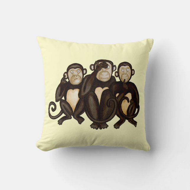 Drie Wise Monkeys Kussen (Voorkant)