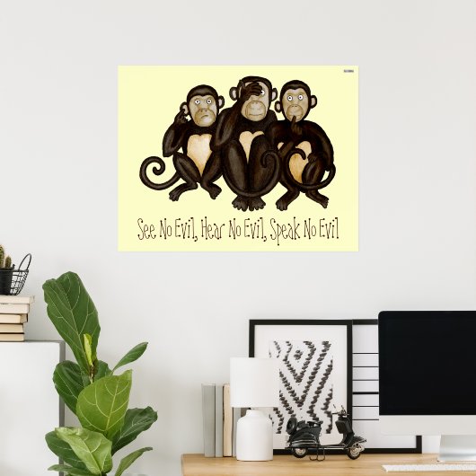 Drie Wise Monkeys Poster (Thuiskantoor)