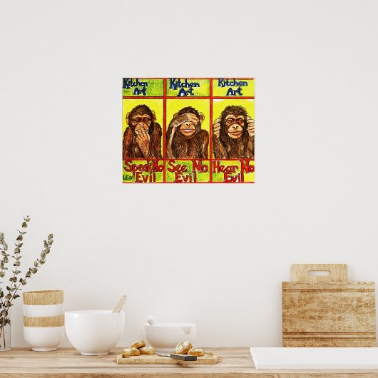 Drie Wise Monkeys Poster (Keuken)