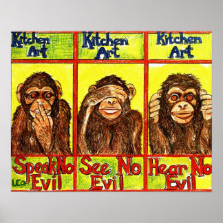 Drie Wise Monkeys Poster