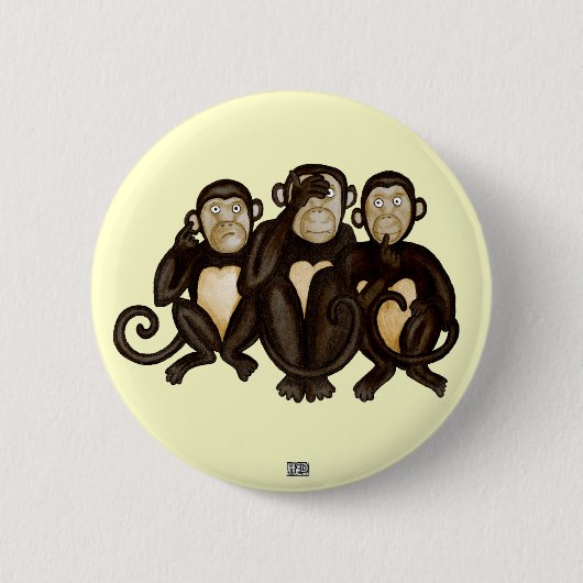 Drie Wise Monkeys Ronde Button 5,7 Cm (Voorkant)