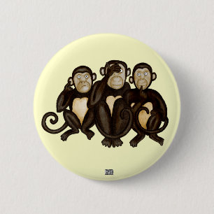 Drie Wise Monkeys Ronde Button 5,7 Cm