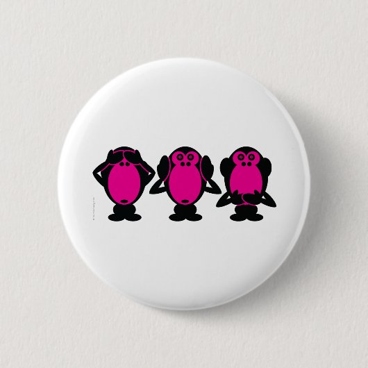 Drie Wise Monkeys Ronde Button 5,7 Cm (Voorkant)